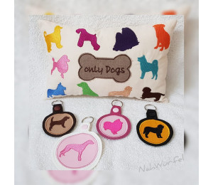 Stickserie - Hunde Silhouette mit Anhänger